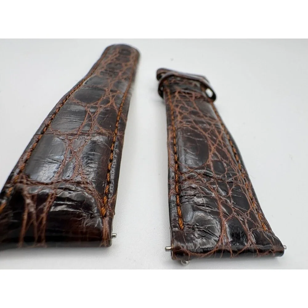 Nicolet 1886 Genuine Crocodile Watch Strap - Brown Leather Quick-Release